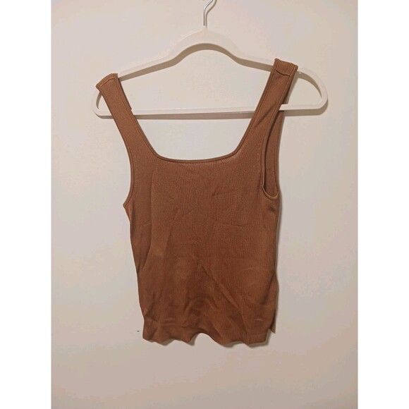 Madewell Tops - Madewell Maclaine Brown‎ Shimmer Ribbed Tank Top Size M